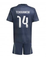 Real Madrid Aurelien Tchouameni #14 Bortedraktsett Barn 2025-26 Korte ermer (+ bukser)